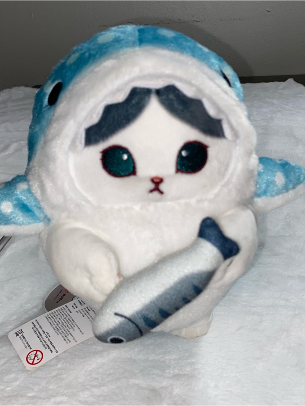 mofusand cat shark with baby fish 8” plush